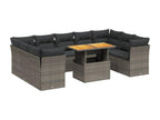 10-Piece Outdoor Patio Set with Cushions - Gray Rattan, W 43.3 x D 41.7 x H 28.7 in