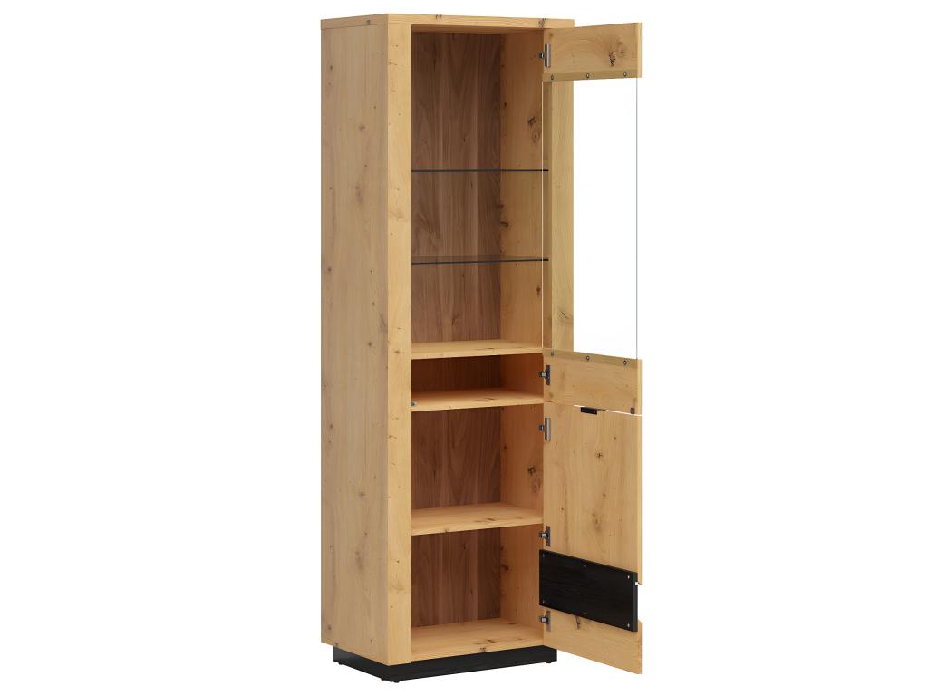 Display Cabinet with LED - Black Engineered Wood, W 26 x D 16.5 x H 78.3 in