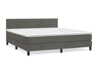 Bed Frame with Mattress - Gray Velvet, W 79.9 x D 63 x H 34.6 in