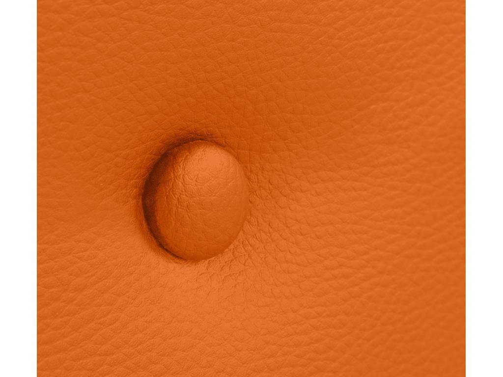 Bed - Orange Faux Leather, Pine Wood, W 57.1 x D 1.6 x H 41.3 in