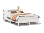 Bed Frame with Mattress - White Wood, W 90.4 x D 61.4 x H 32.3 in