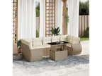 8-Piece Outdoor Patio Set with Cushions - Brown Polyester Fabric, W 25.8 x D 24.4 x H 27.2 in