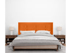 Bed - Orange Faux Leather, Pine Wood, W 57.1 x D 1.6 x H 41.3 in