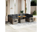10-Piece Outdoor Patio Set with Cushions - Gray Resin, W 24.4 x D 24.4 x H 27.2 in