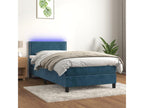 Bed Frame with Mattress with LED - Dark Blue Wood, W 79.9 x D 35.4 x H 34.6 in