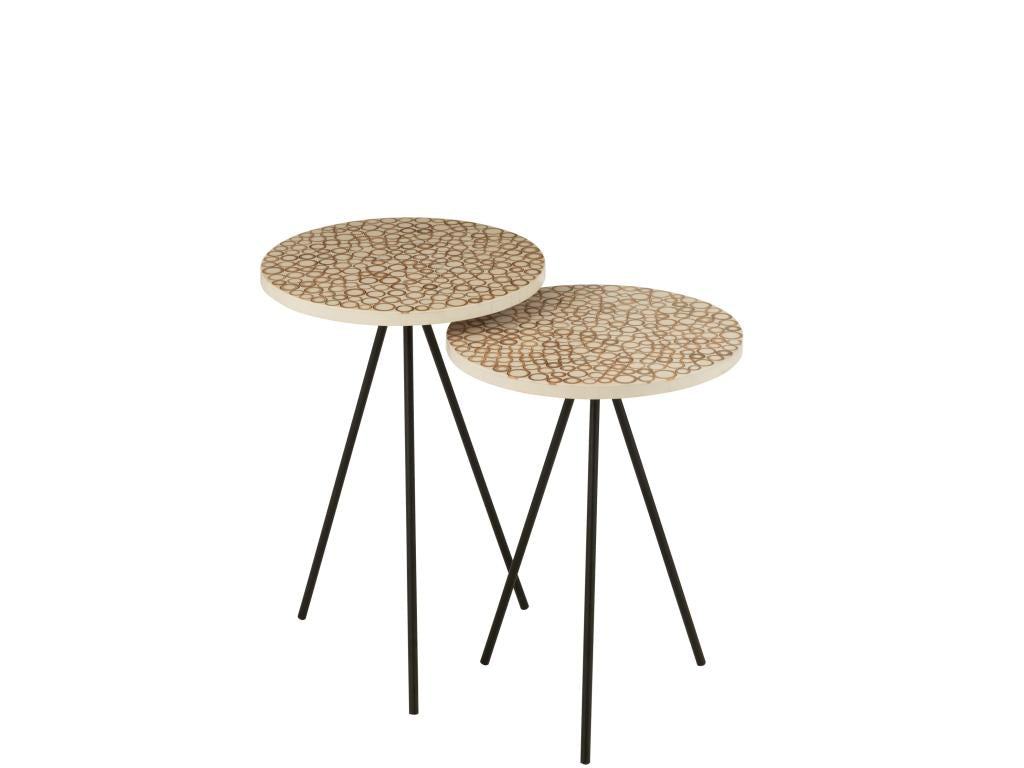 Set of 2 Tables - Beige, W 15 x D 15 x H 22.8 in