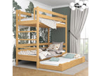 Bed Frame with Mattress - Natural Pine Wood, W 74 x D 38.6 x H 76.8 in