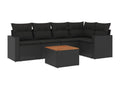 6-Piece Outdoor Patio Set with Cushions - Black Resin, W 21.7 x D 21.7 x H 14.6 in