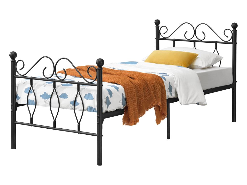 Bed - Black Metal, W 82.1 x D 37.2 x H 37.6 in