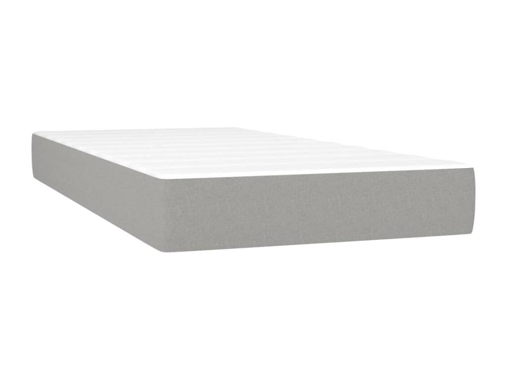 Bed Frame with Mattress - Light Gray Engineered Wood, W 76 x D 48.4 x H 9.8 in