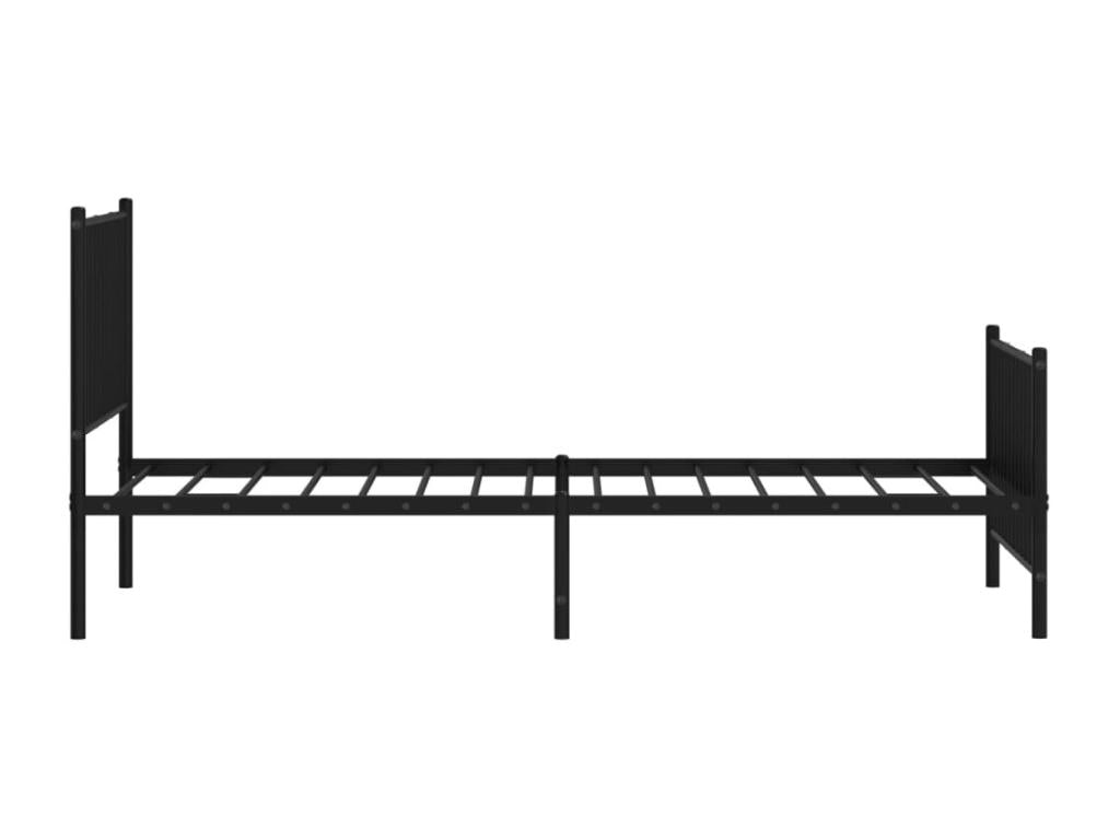 Bed Frame with Headboard - Black Steel, W 81.5 x D 37.4 x H 35.6 in