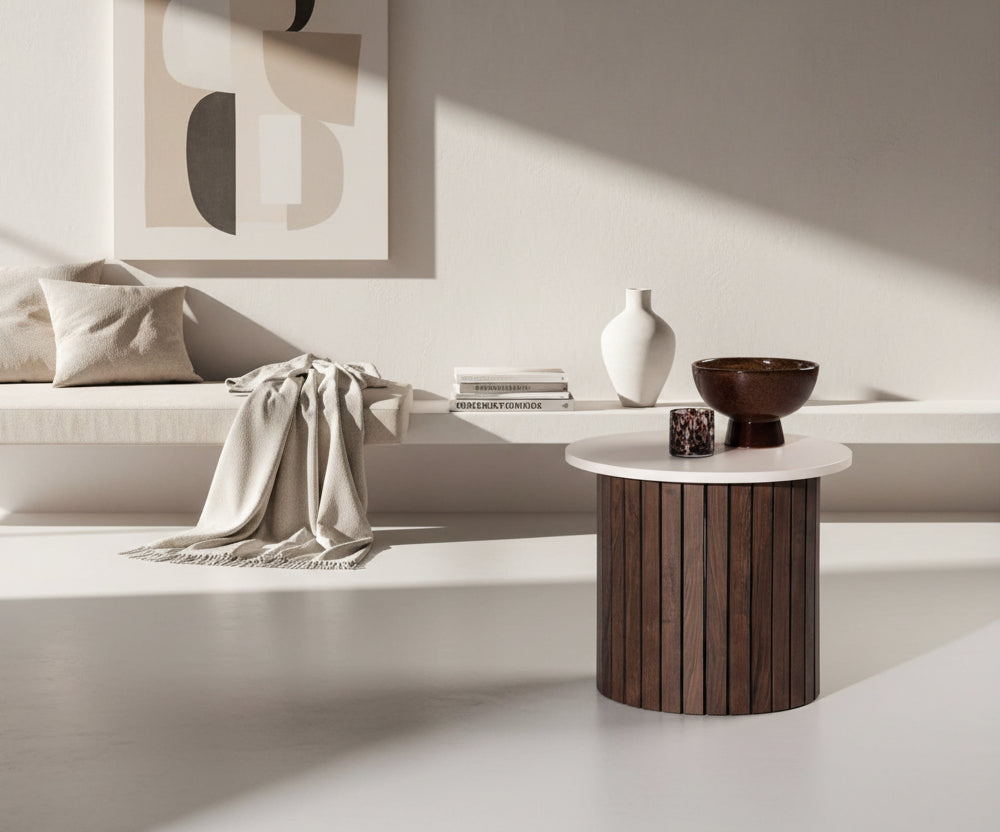 Table - Brown Wood, W 20.5 x D 20.5 x H 17.3 in