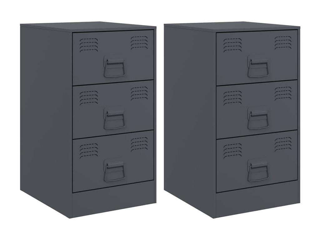 Set of 2 Tables - Gray Steel, W 13.6 x D 15.4 x H 24.4 in