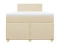 Bed Frame with Mattress - Creme Wood, W 74.8 x D 47.2 x H 39.6 in