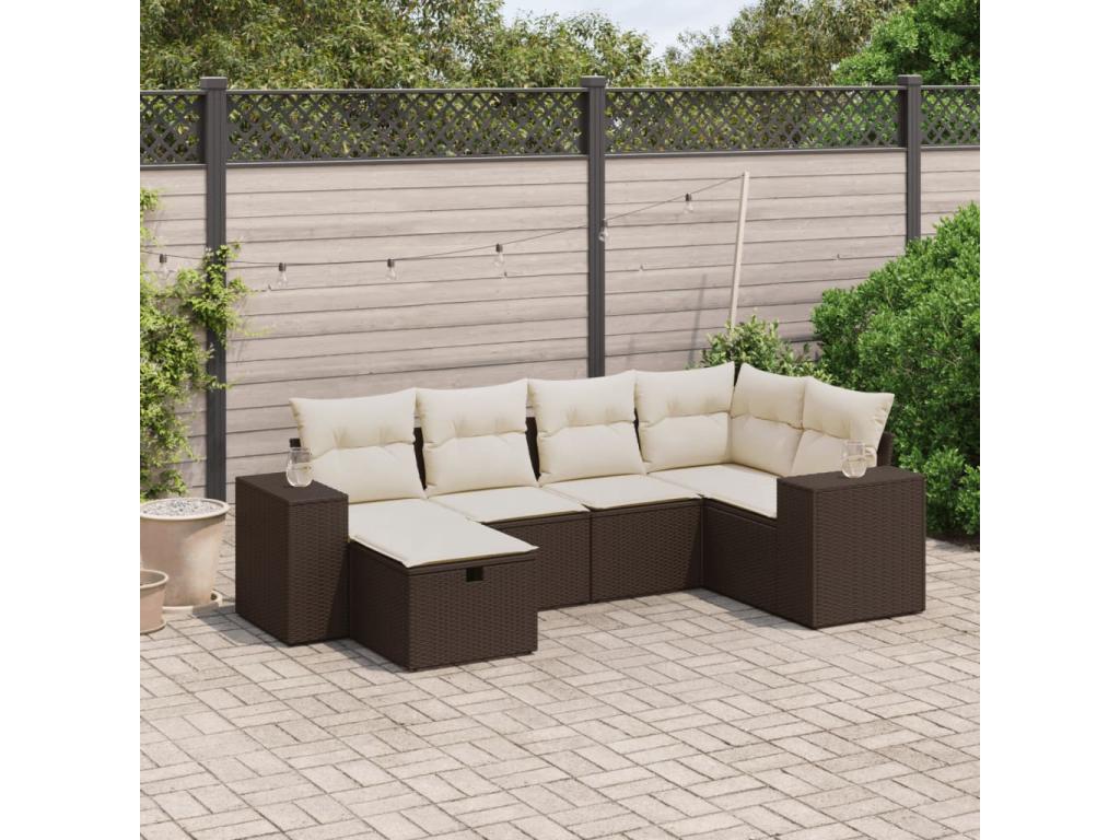 6-Piece Outdoor Patio Set with Cushions - Gray Resin, W 24.4 x D 27.2 x H 24.4 in