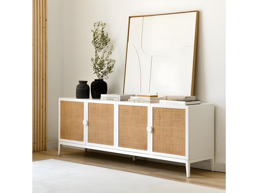 TV Stand - Natural Engineered Wood, W 16.5 x D 70.9 x H 25.2 in