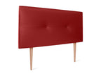 Bed - Red Faux Leather, Pine Wood, W 43.3 x D 1.6 x H 41.3 in