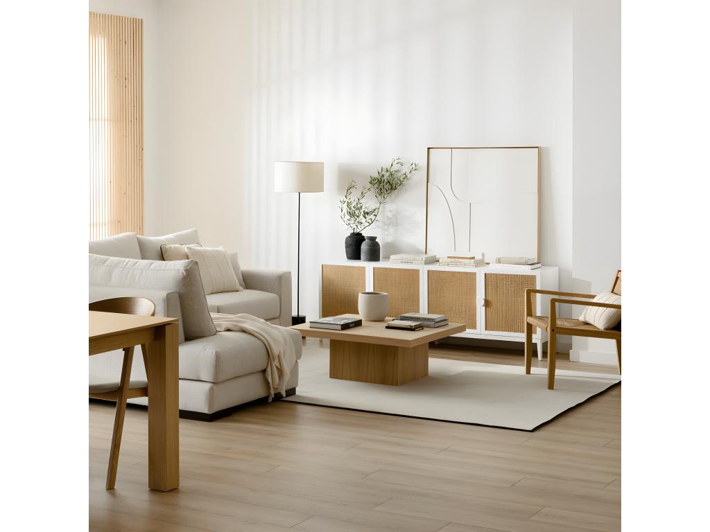 TV Stand - Natural Engineered Wood, W 16.5 x D 70.9 x H 25.2 in