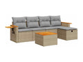 6-Piece Outdoor Patio Set with Cushions - Beige Resin, W 21.7 x D 27.2 x H 24.4 in