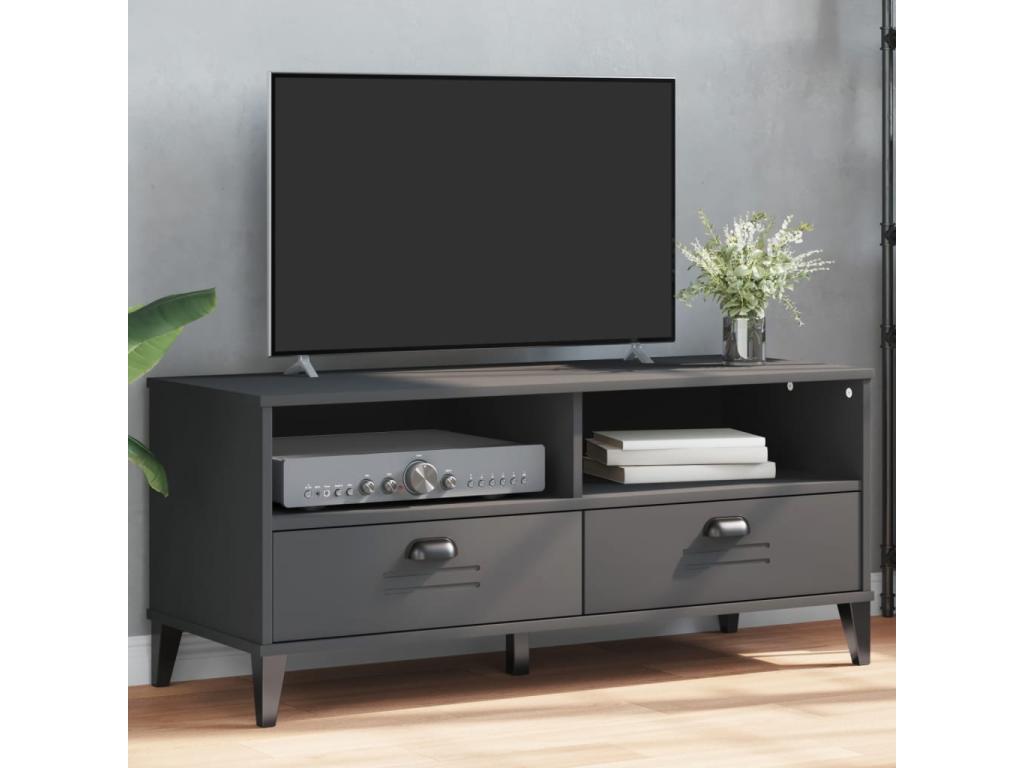 TV Stand - Gray Wood, W 41.7 x D 15.7 x H 18.3 in