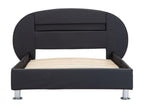Bed with LED - Black Faux Leather, W 81.9 x D 48.4 x H 27.6 in