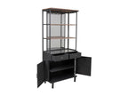 Display Cabinet - Gray Metal, W 31.5 x D 16.5 x H 71.9 in