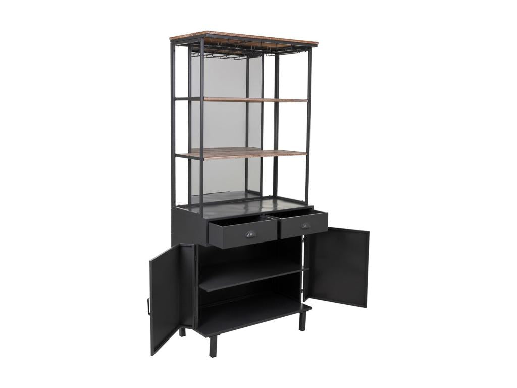Display Cabinet - Gray Metal, W 31.5 x D 16.5 x H 71.9 in