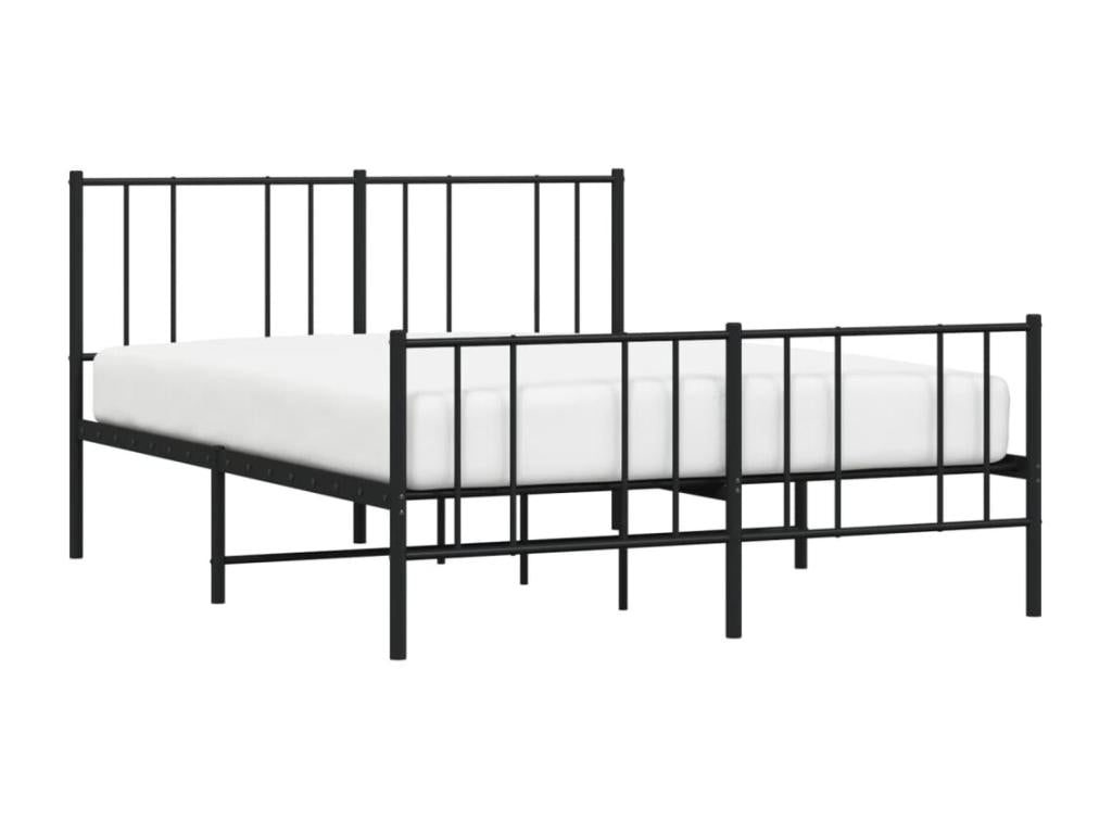 Bed Frame with Headboard - Black Steel, W 77.2 x D 49.2 x H 35.4 in