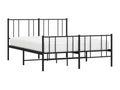 Bed Frame with Headboard - Black Steel, W 77.2 x D 49.2 x H 35.4 in