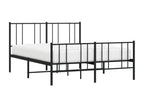 Bed Frame with Headboard - Black Steel, W 77.2 x D 49.2 x H 35.4 in
