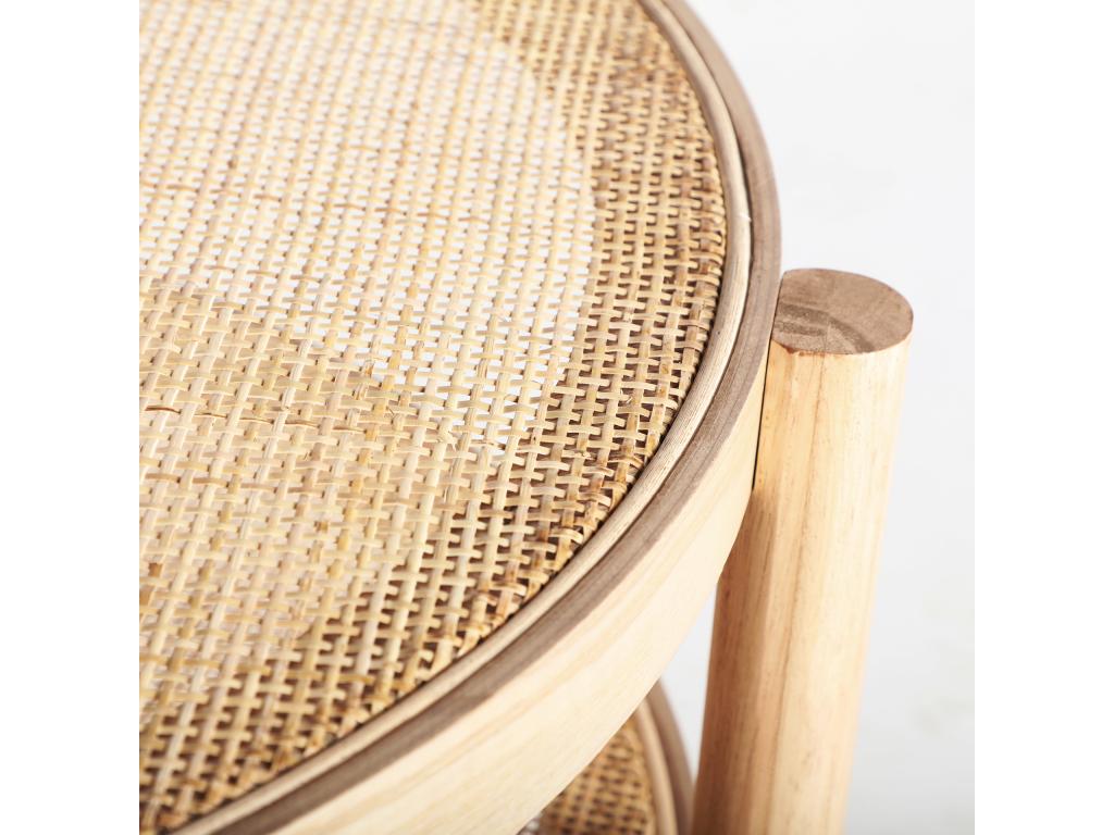 Coffee Table - Brown Wood, W 30.3 x D 30.3 x H 17.7 in