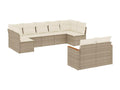 9-Piece Outdoor Patio Set with Cushions - Beige Resin, W 24.4 x D 24.4 x H 27.2 in
