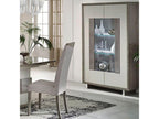 Display Cabinet with LED - Gray Engineered Wood, W 63 x D 39.4 x H 30.3 in