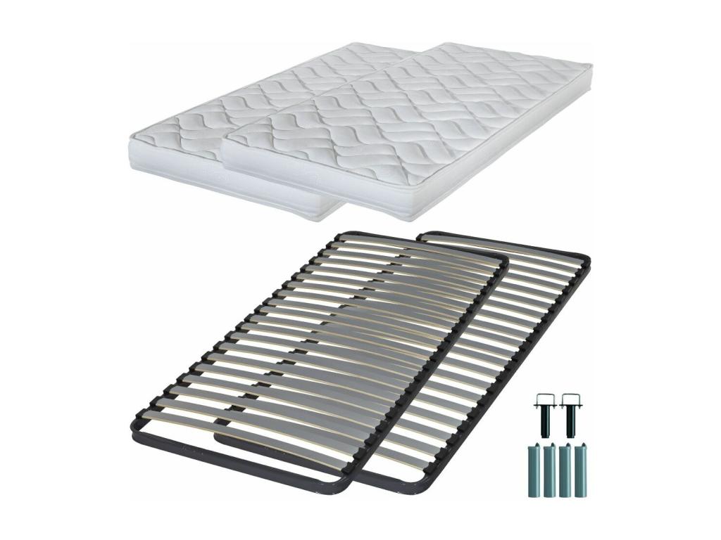 Bed Frame with Mattress - Metal, W 74 x D 70.1 x H 5.1 in