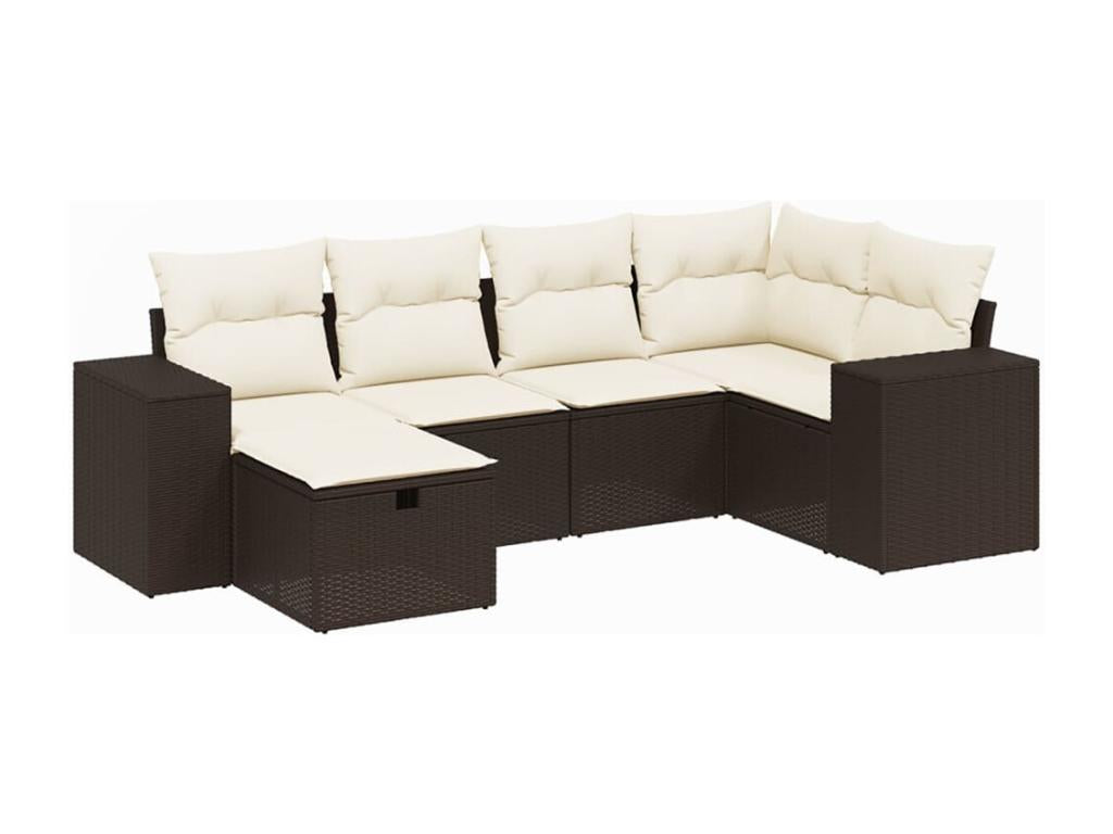 6-Piece Outdoor Patio Set with Cushions - Gray Resin, W 24.4 x D 27.2 x H 24.4 in