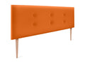 Bed - Orange Faux Leather, Pine Wood, W 57.1 x D 1.6 x H 41.3 in