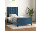 Bed Frame with Headboard - Blue Wood, W 79.9 x D 40.6 x H 50.4 in