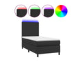 Bed Frame with Mattress with LED - White Faux Leather, W 79.9 x D 35.4 x H 46.5 in