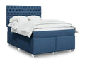 Bed Frame with Mattress - Blue Polyester Fabric, W 78.7 x D 56.7 x H 59.3 in