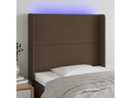 Bed with LED - Brown Polyester Fabric, W 36.6 x D 6.3 x H 50.4 in