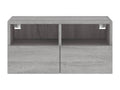 TV Stand - Gray Wood, W 23.6 x D 11.8 x H 11.8 in