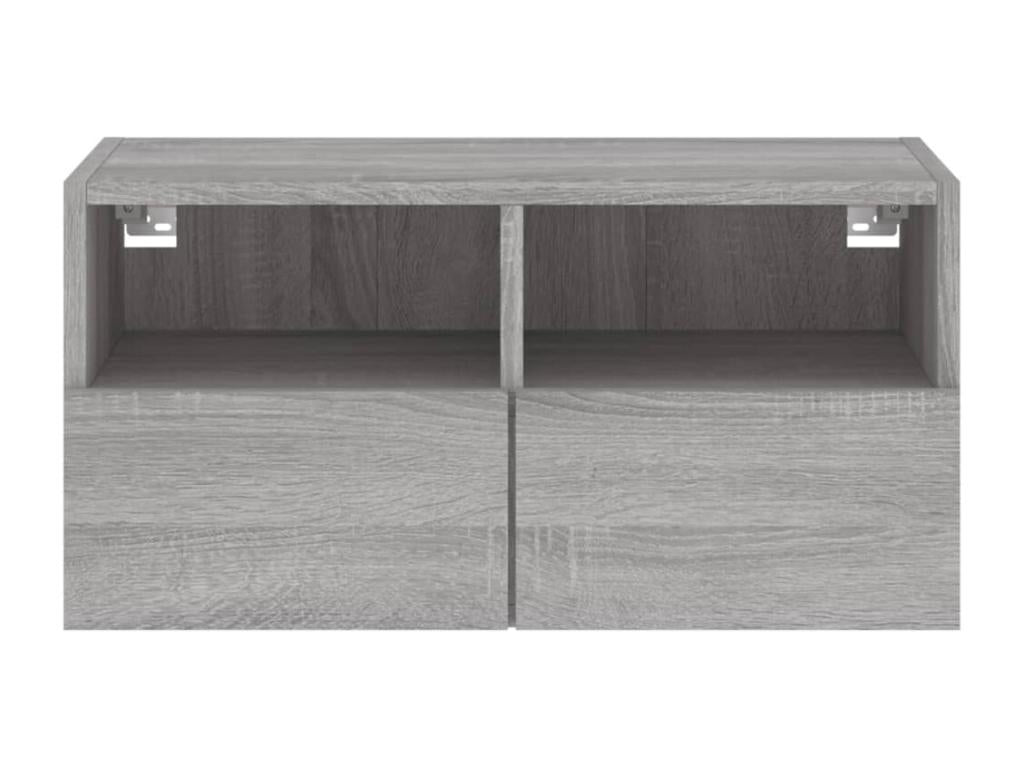 TV Stand - Gray Wood, W 23.6 x D 11.8 x H 11.8 in
