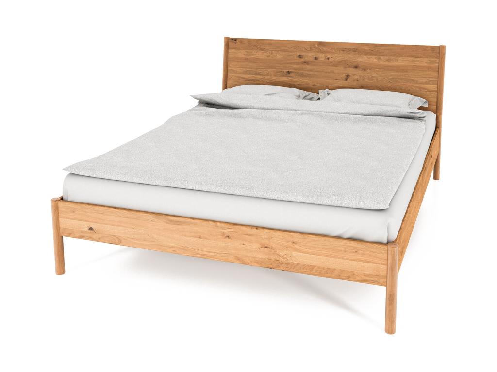 Bed - Natural Oak Wood, W 65.7 x D 78.7 x H 37.4 in