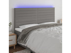 Bed with LED - Gray Polyester Fabric, W 70.9 x D 2 x H 50.4 in