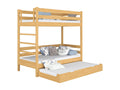 Bed Frame with Mattress - Natural Pine Wood, W 74 x D 38.6 x H 76.8 in