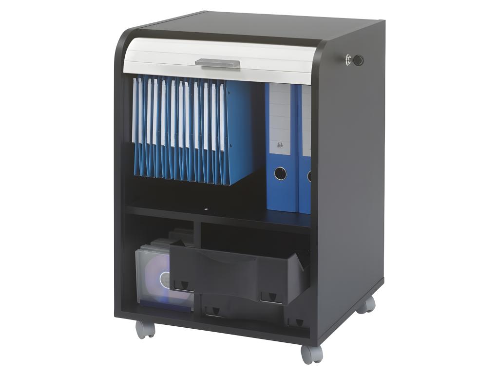 Desk Cabinet - Black Wood, W 18.6 x D 18.5 x H 19.4 in