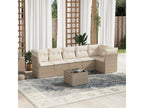 7-Piece Outdoor Patio Set with Cushions - Beige Resin, W 24.4 x D 24.4 x H 27.2 in