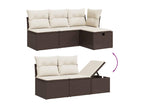 6-Piece Outdoor Patio Set with Cushions - Gray Resin, W 24.4 x D 27.2 x H 24.4 in
