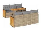 7-Piece Outdoor Patio Set with Cushions - Beige Resin, W 24.4 x D 27.2 x H 24.4 in