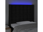 Bed with LED - Black Polyester Fabric, W 36.6 x D 6.3 x H 50.4 in